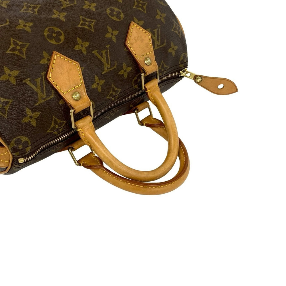 LOUIS VUITTON Vintage Brown Monogram Leather Speedy 25 Boston Bag - Picture 4 of 10